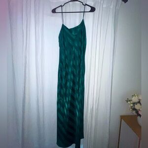 Vintage Victoria's Secret Emerald Green Gold Label Satin Slip Dress Maxi